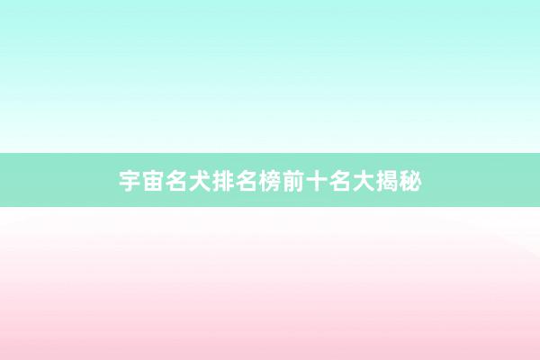 宇宙名犬排名榜前十名大揭秘